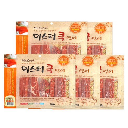 미스터쿡 강아지 큐브 슬라이스 혼합 간식, 연어맛, 300g, 5개