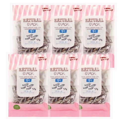 굿데이 고양이 피제이코리아 네츄럴스낵, 멸치, 50g, 6개