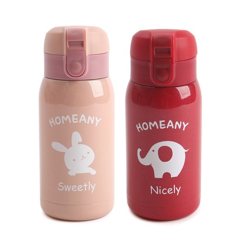 홈애니 원터치 보온보냉병 2p 세트, 핑크 + 레드, 300ml, 1세트