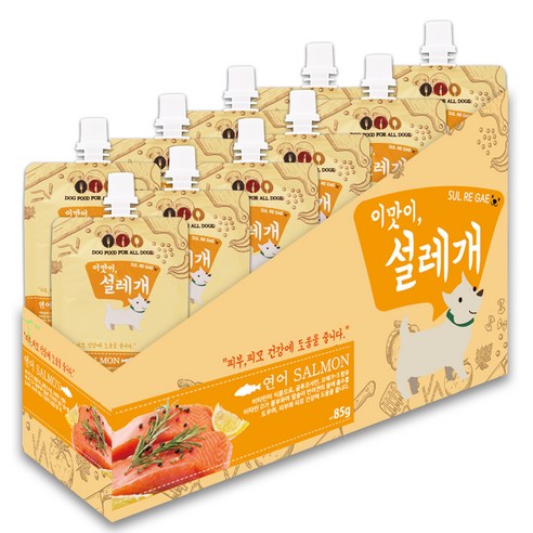 헬로도기 반려동물 설레개 짜먹는 간식, 연어맛, 85g, 10개