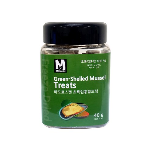 마도로스펫 반려동물 동결건조간식, 초록입홍합, 40g, 1개