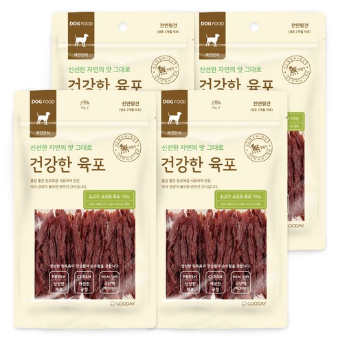 굿데이 강아지 건강한 육포, 소고기 소프트, 100g, 4개