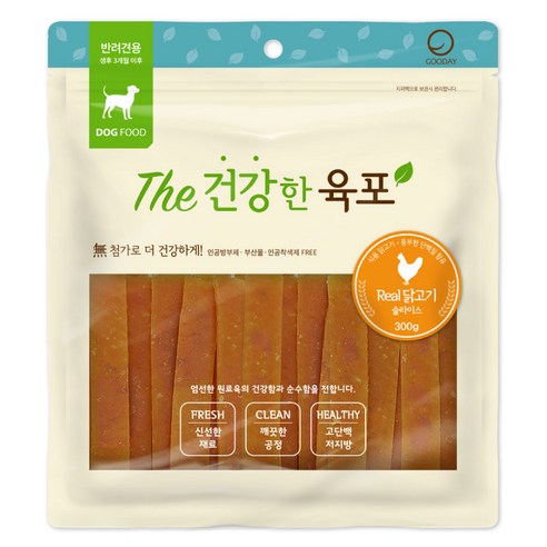 굿데이 강아지 더건강한 육포, 리얼 닭고기 맛, 300g, 1개
