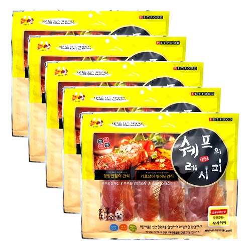 쉐프의레시피 반려견 간식, 치킨 사사미바, 300g, 5개