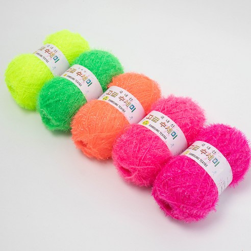 yarna 고급 수세미 80g x 5종 + 도안 8종 뜨개질 DIY 패키지, 네온컬러, 1세트