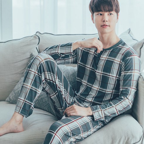 디에스도씨 남성용 피치기모 긴팔 잠옷 상하의 세트