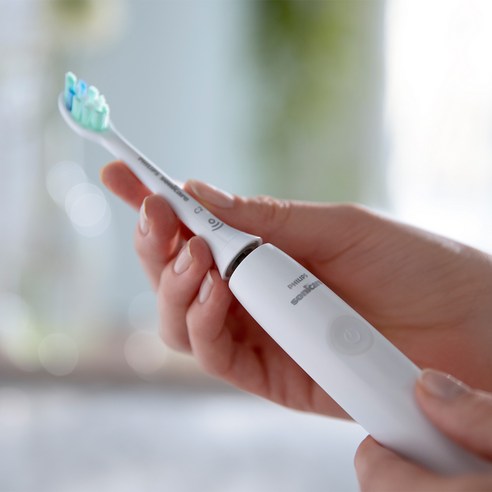 필립스 소닉케어 3100 시리즈 더블 핸들 음파 전동칫솔 후기 분석 - 충전 거치대 상세