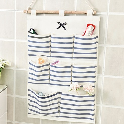 스트라이프 벽걸이 포켓 수납함