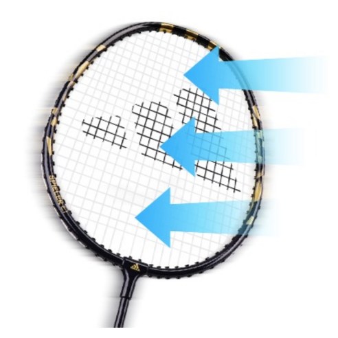 아디다스 성인용 배드민턴 라켓 2p + 풀커버 세트, SPIELER E1 후기 분석 - 라켓 상세 헤드 이미지