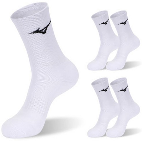 미즈노 남녀공용 컴피트 더블 쿠션 크루 스포츠 양말 M × 그레이 × 5개