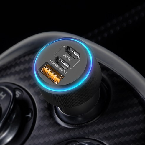 프라임큐 68W 3포트 차량용충전기 + C to C 케이블 세트 이미지 4