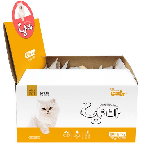 더캣츠 고양이용 냥바 부드러운 통살 스틱 간식 50p, 황태, 1kg, 1개