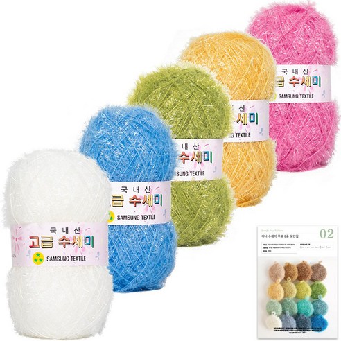 yarna 뜨개질 수세미 80g x 5볼 + B타입 도안 8종 세트, 1개, N2 스위트 스프링