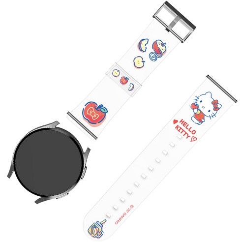 스토리너스 산리오 갤럭시워치 스트랩 20mm, 헬로키티 과일(화이트 + 레드), 1개