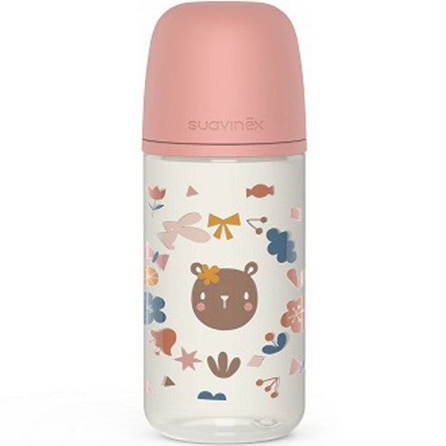 스와비넥스 유아용 안심 유리젖병, 포레스트 핑크, 240ml, 1개