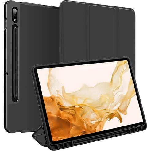 S펜 수납 데일리 커버 케이스 갤럭시탭S10LITE/S10FE/S9FE/S9 블랙 CN-2 + 태블리스 S펜 수납 데일리 커버 케이스