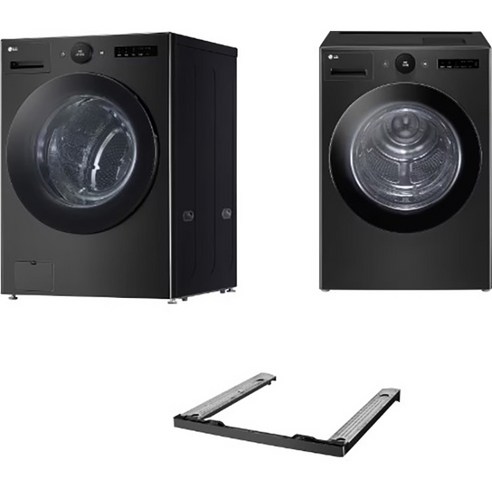 LG전자 트롬 드럼세탁기 + 건조기 + 스태킹키트 KX25KSQ-1KS 25kg + 21kg 세트 방문설치, 스페이스 블랙