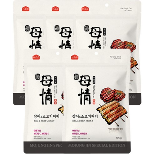 모정 반려동물 져키, 혼합맛(장어/소고기), 120g, 5개