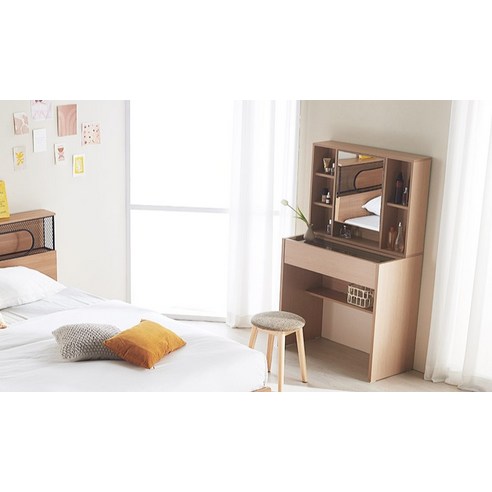 파로마 에일리 수납 화장대 800 + 원목쿠션스툴 방문설치 후기 분석 - 넉넉한 서랍 내부