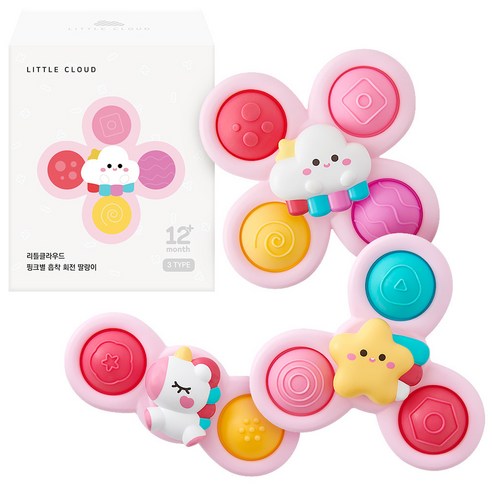 리틀클라우드 유아용 핑크별 흡착 회전 딸랑이 3종 세트 솔직 후기 | 취미생활 필수템 - 상품 이미지 1