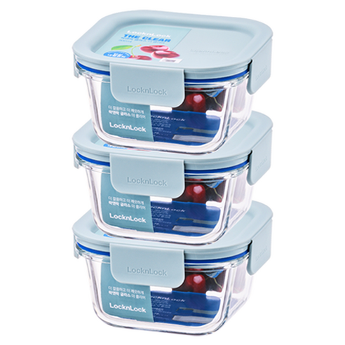 락앤락 더 클리어 정사각 밀폐용기 민트 500ml, 3개