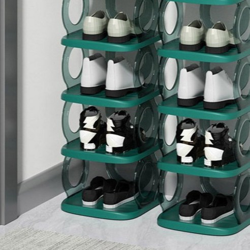 室內透明粉彩鞋子收納架7層, 透明綠色, 1個- 鞋櫃| 酷澎