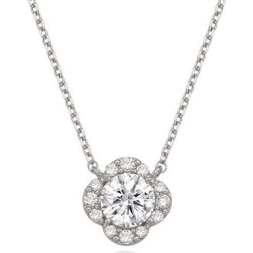 오에스티 여성용 925실버 순은 시뮬럿 다이아 행운 럭키 샤인 클로버 체인 목걸이 후기 분석 - 제품 전체 샷