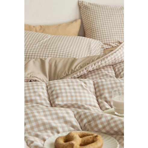 쁘리엘르 데일리체크 항균 워싱 차렵이불 세트 후기 분석 - 양면 디자인 활용