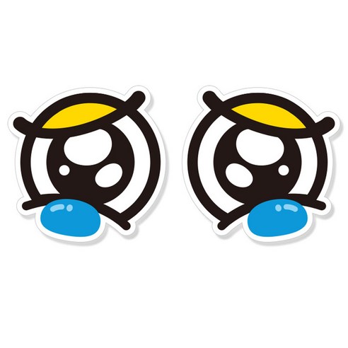 제제데코 졸음운전 추돌방지 차량 반사 왕눈이 스티커 대형(27~28cm), 2개, 슬픔이D003