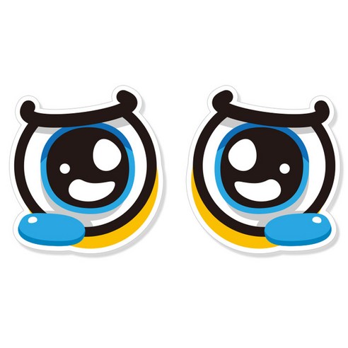 제제데코 졸음운전 추돌방지 차량 반사 눈 스티커 대형(27~28cm), 2개, 슬픔이D001