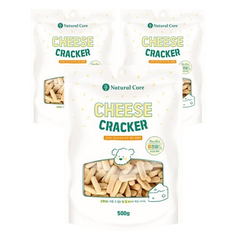 네츄럴코어 강아지 치즈 크래커, 치즈맛, 500g, 3개