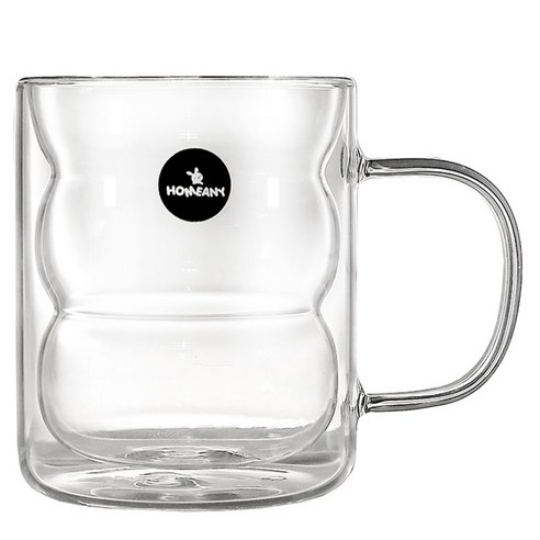 홈애니 버블 이중 내열유리컵 330ml, 투명, 1개