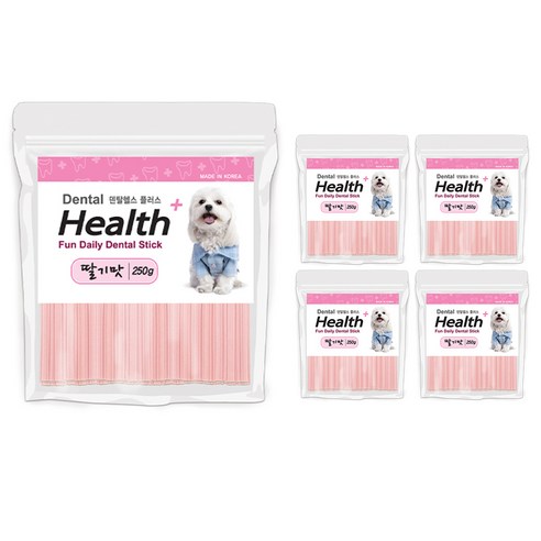 덴탈헬스 강아지 플러스 자이언트 치석제거용껌, 딸기, 250g, 5개