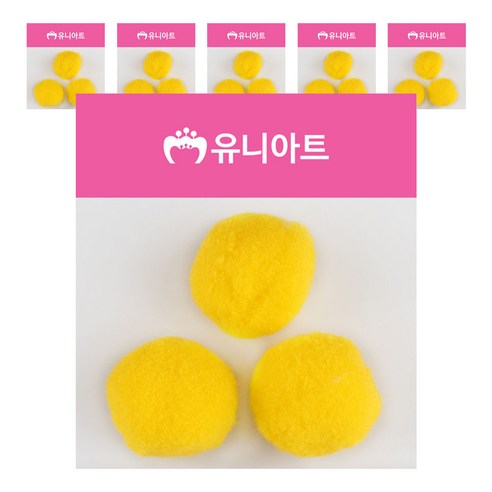 유니아트 1000 퐁퐁 50mm, 노랑, 6개