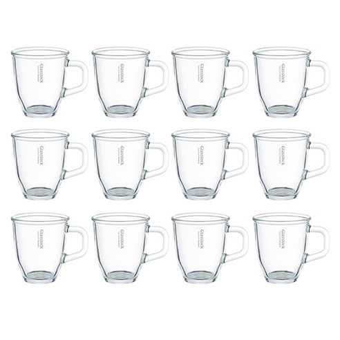 글라스락 다용도 내열강화 유리 머그컵 350ml RM-437, 투명, 12개