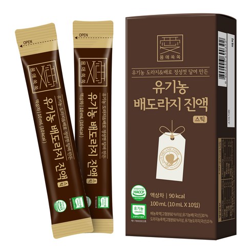 몸애쏙쏙 유기농 배도라지 진액 스틱, 10ml, 10개