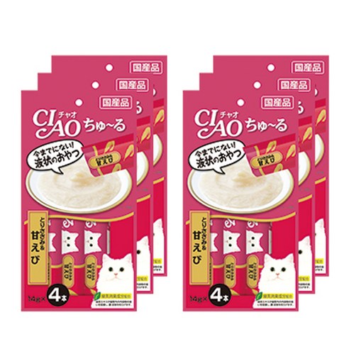 챠오츄르 고양이 짜먹는 간식, 혼합맛(닭가슴살/새우), 14g, 24개