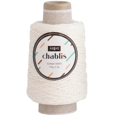 yarna 샤블리 콘사 뜨개실 100g, 101 화이트, 1개 101 화이트, 1개