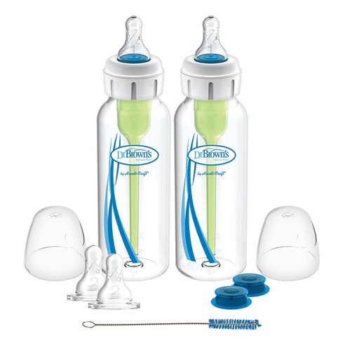 닥터브라운 구순구개열 특수밸브 트윈팩 젖병, 혼합색상, 2개, 250ml