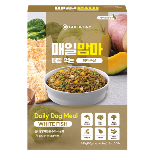 골드로니 강아지 매일맘마 북어순살 사료 4p, 북어, 240g, 1개