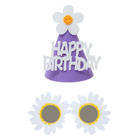 피앤비유니티 생일파티 데이지모자 안경 세트, 04 데이지모자보라앤 안경 2종, 1세트