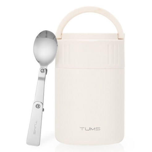 텀스 마일드 푸드자 + 접이식 숟가락 세트, 크림화이트, 395ml, 1세트