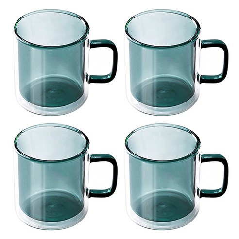 칼딘 더블월 컬러풀 머그 유리컵 400ml, 틸, 4개