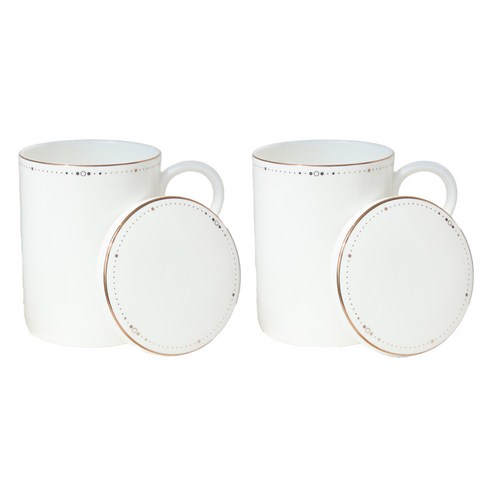 한국도자기 위시스 뚜껑 머그컵 300ml x 2p 세트, 골드, 1세트