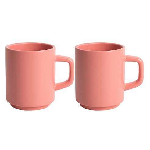 벤자민 무광 파스텔 컬러 레고 스택 머그 330ml, 인디핑크, 2개
