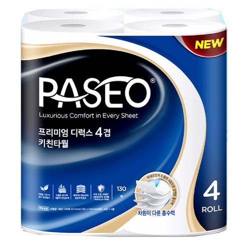 파세오 프리미엄 디럭스 4겹 천연펄프 키친타올 130매, 4개 솔직 후기 | 실사용자 리뷰 분석 썸네일