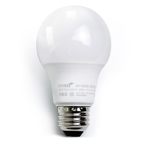번개표 LED 전구 8W, 전구색, 1개
