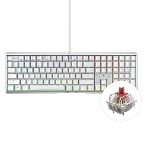 CHERRY 키보드 MX 3.1 RGB MX2A 축 게이밍 기계식 키보드, 화이트, G80-3890HHAKR-0, 저소음 적축