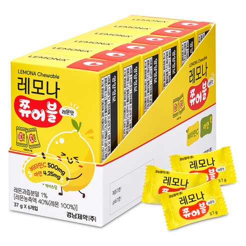 레모나 쮸어블 레몬맛, 37g, 6개