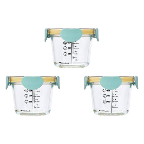 락앤락 리틀럽 디어 밀폐캡 원형 이유식 용기, 260ml, 스카이블루, 3개